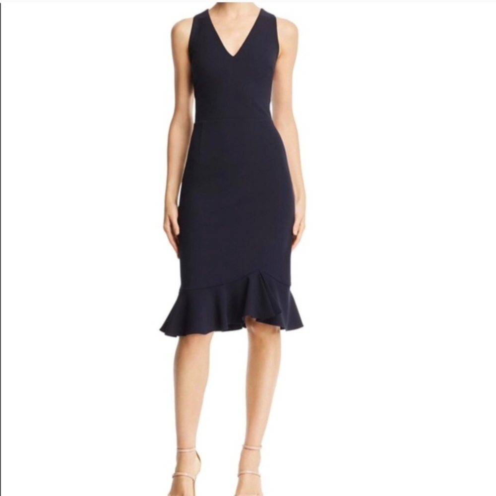 Betsey Johnson Navy Midi Dress with Ruffle Hem